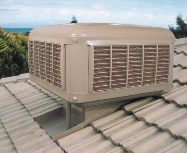 Evaporative cooling unit installed on rooftop - New Image Heating and Cooling